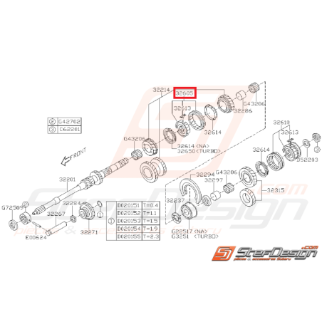 Ensemble Manchon et Moyeu Origine Subaru GT 1999 - 2000