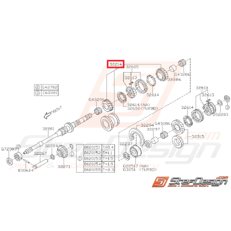 Pignon 3 et 4 Origine Subaru GT 1999 - 2000