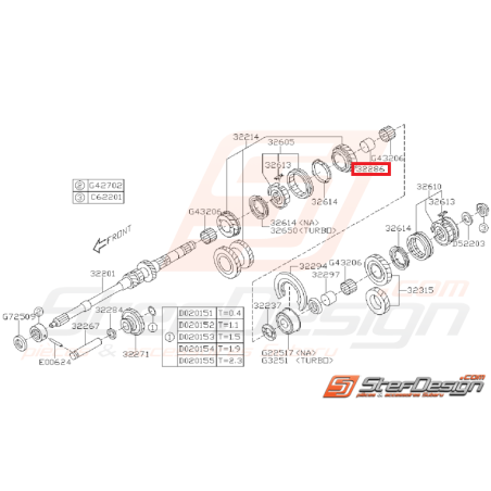 Bague Pignon de 4ème Vitesse Origine Subaru GT 1993 - 2000