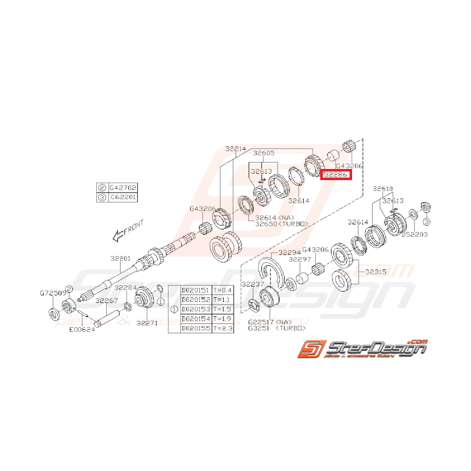 Bague Pignon de 4ème Vitesse Origine Subaru GT 1993 - 2000
