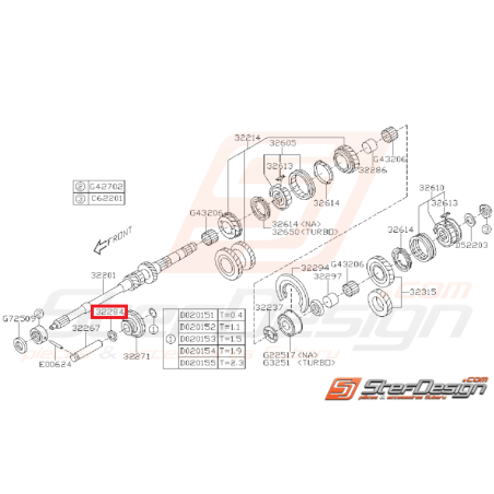 Rondelle Engrenage Intermédiaire Origine Subaru GT 1993 - 2000