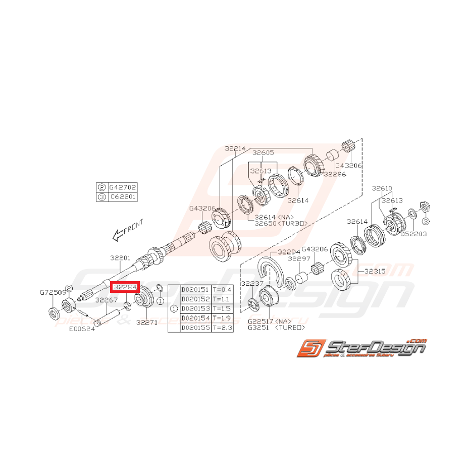 Rondelle Engrenage Intermédiaire Origine Subaru GT 1993 - 2000