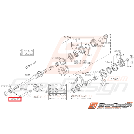 Broche de verrouillage de boite 5 vitesses SUBARU GT 94-00