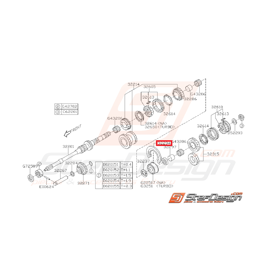 Plaque Arbre Principal Origine SUBARU GT 1993 - 2000