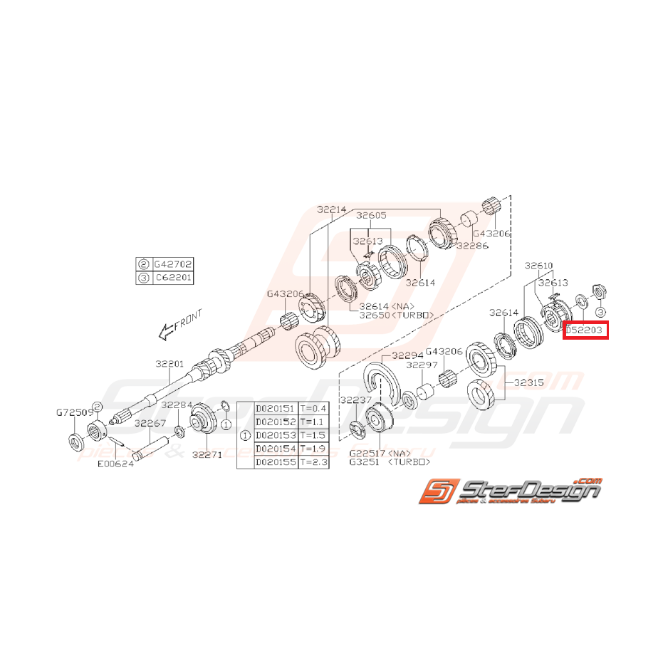 Rondelle de blocage arbre primaire FORESTER 2002