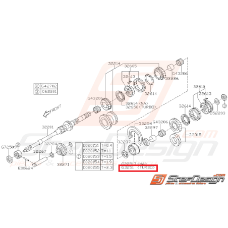 Roulement de Boite Arbre Primaire Origine Subaru GT 93 - 00 WRX 01 - 06