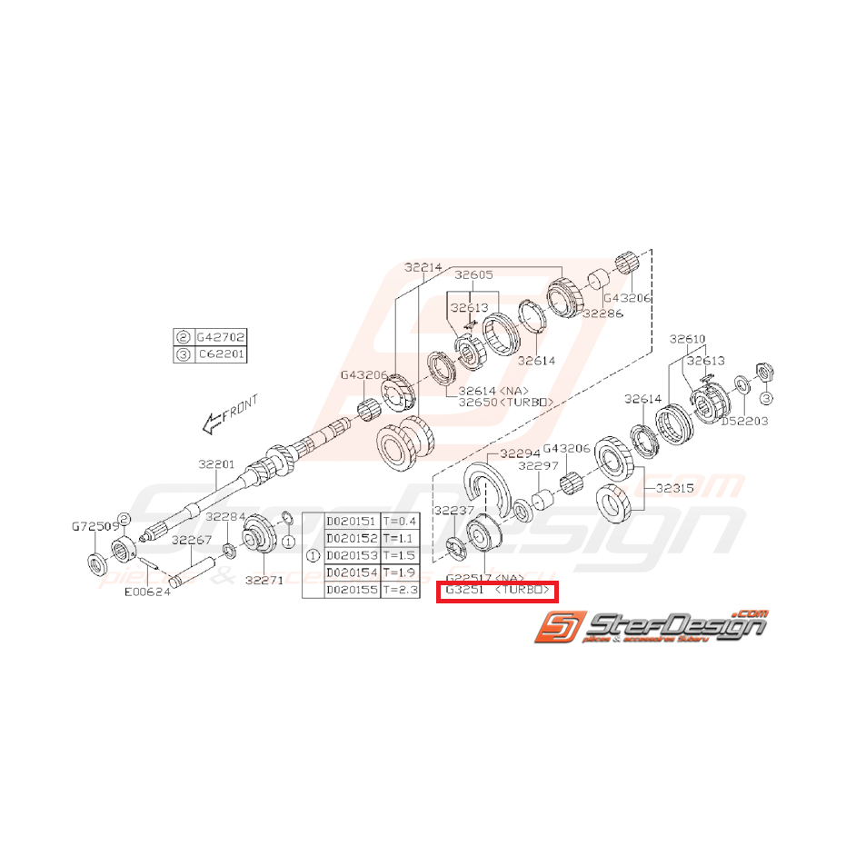 Roulement de Boite Arbre Primaire Origine Subaru GT 93 - 00 WRX 01 - 06