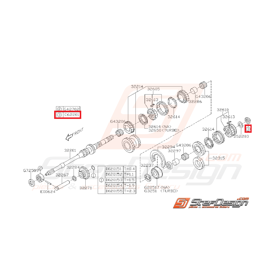 Ecrou de blocage arbre primaire GT 93-00 WRX 01-10