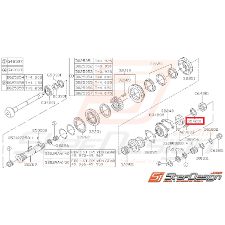 Rondelle de blocage boite 5 vitesses SUBARU GT 99-00 