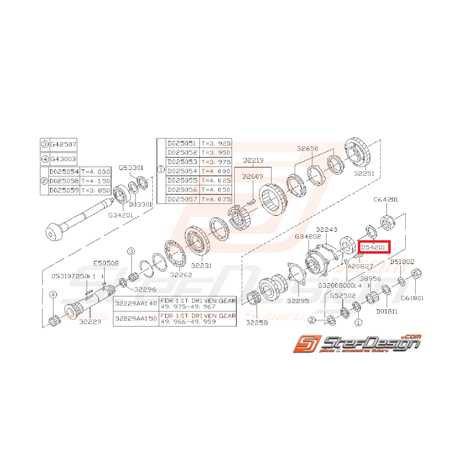 Rondelle de blocage boite 5 vitesses SUBARU GT 99-00 