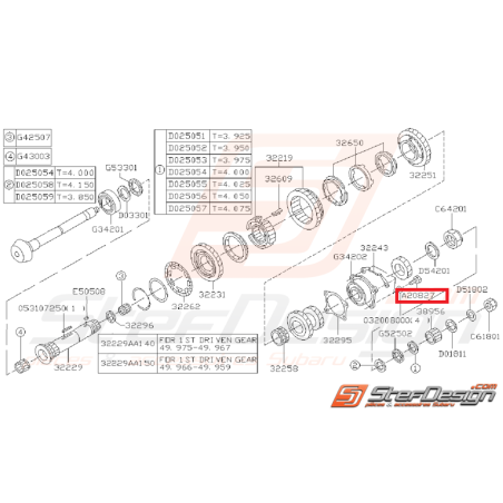 Boulon Ensemble Arbre Secondaire Origine Subaru GT 1993 - 1995