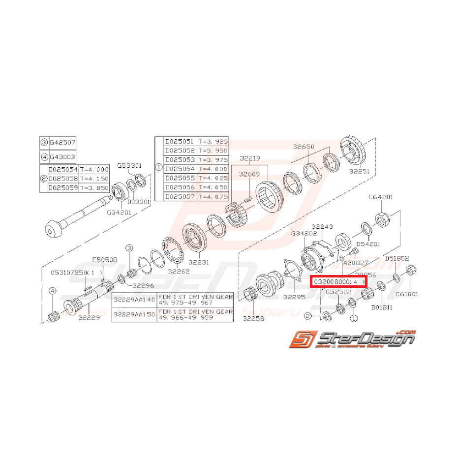 Rondelle de fixation d'arbre de transmission GT 93-00 WRX/STI 01-05