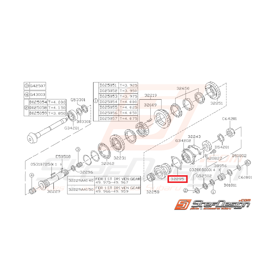 Entretoise 0.15mm de pignon d'attaque boite 5 vitesses WRX 01-07 Entretoise 0.15mm de pignon d'attaque boite 5 vitesses WRX 01-07