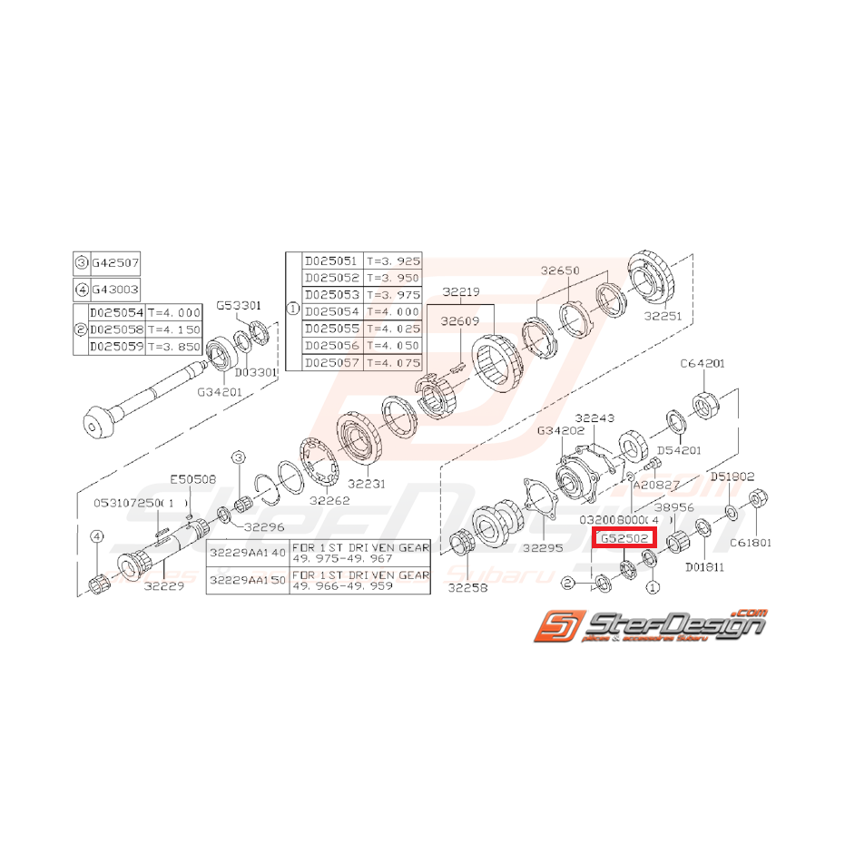 Roulement arbre secondaire subaru GT 97-00