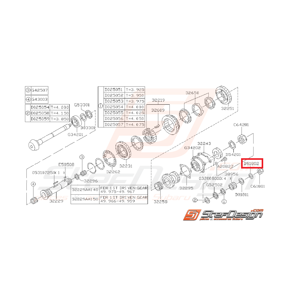 Jonc d’arrêt d'arbre secondaire boite 5 vitesses SUBARU GT 99-00 Jonc d’arrêt d'arbre secondaire boite 5 vitesses SUBARU GT 99-00