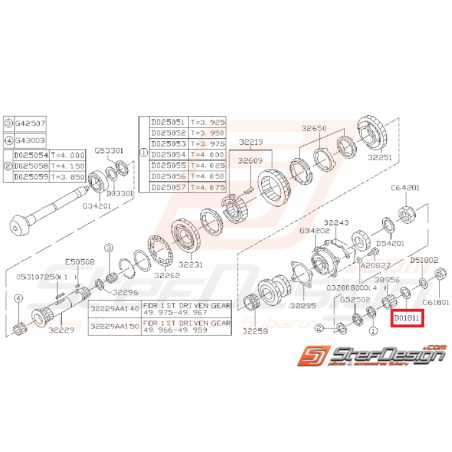 Rondelle d'arbre secondaire de boite 5 vitesses SUBARU GT 99-00