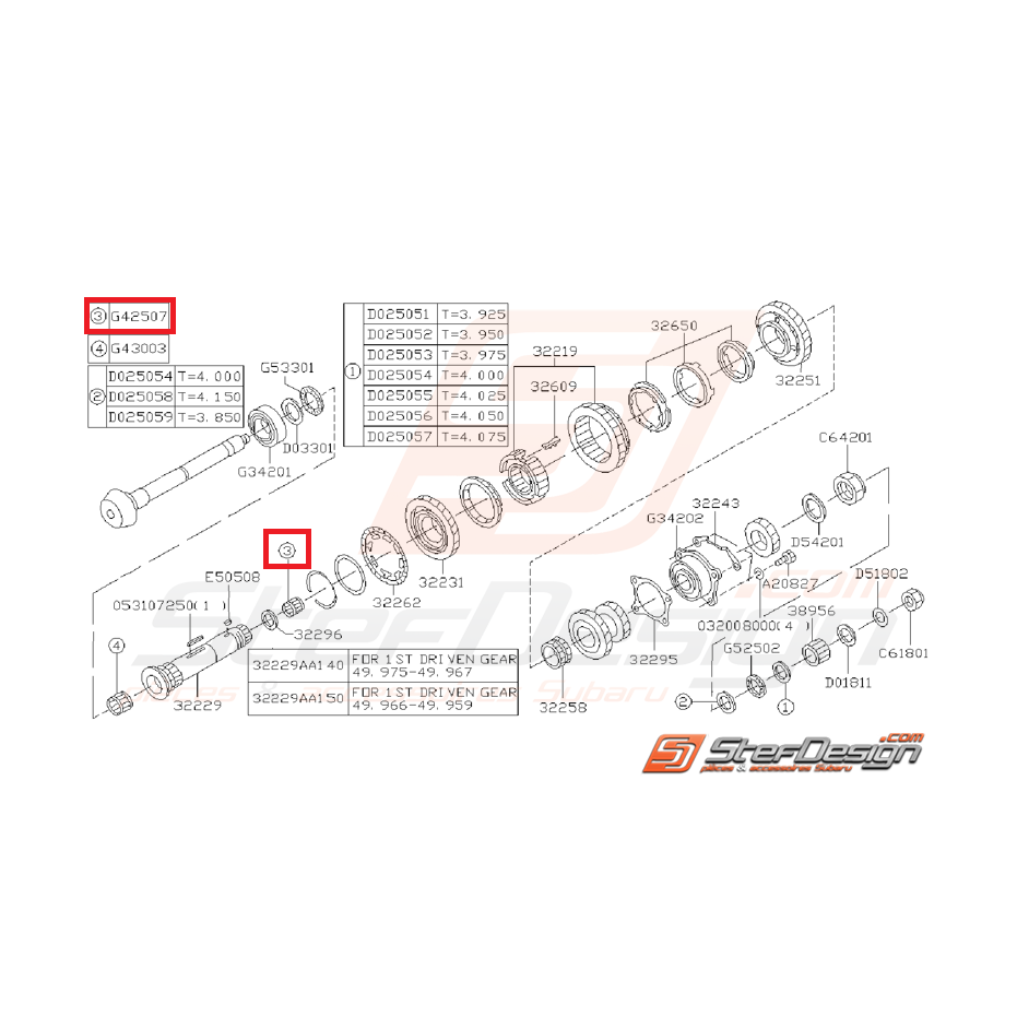 Roulement a aiguille d'arbre secondaire SUBARU GT 94-00