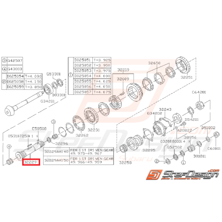 Axe Arbre Secondaire Origine Subaru GT 1997 - 1998