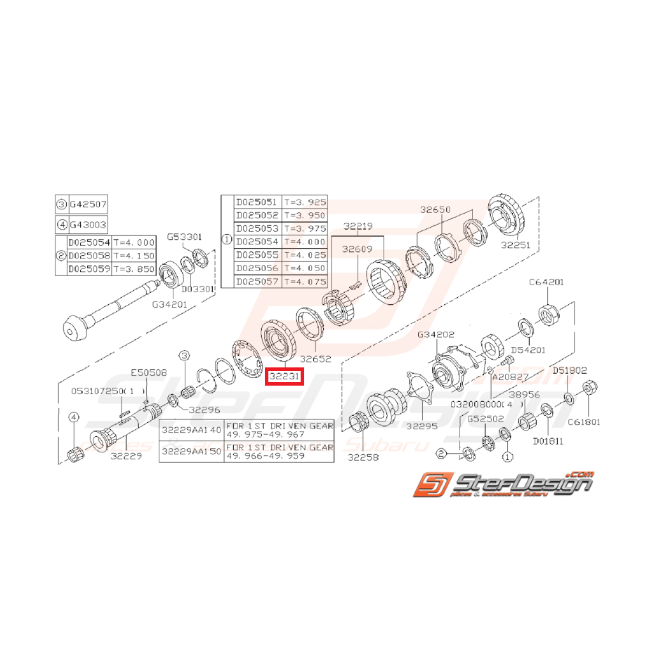 Pignon Première vitesse Origine Subaru GT 1999 - 2000
