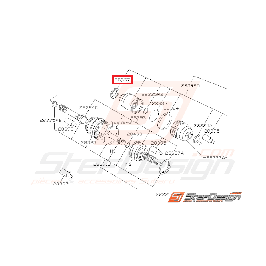Joint d'étanchéité d'huile de cardan côté pont WRX 01-03