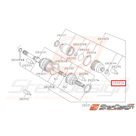 Soufflet de cardan avant côté boite GT 97-00 arrière côté pont GT 93-00 WRX 01-03