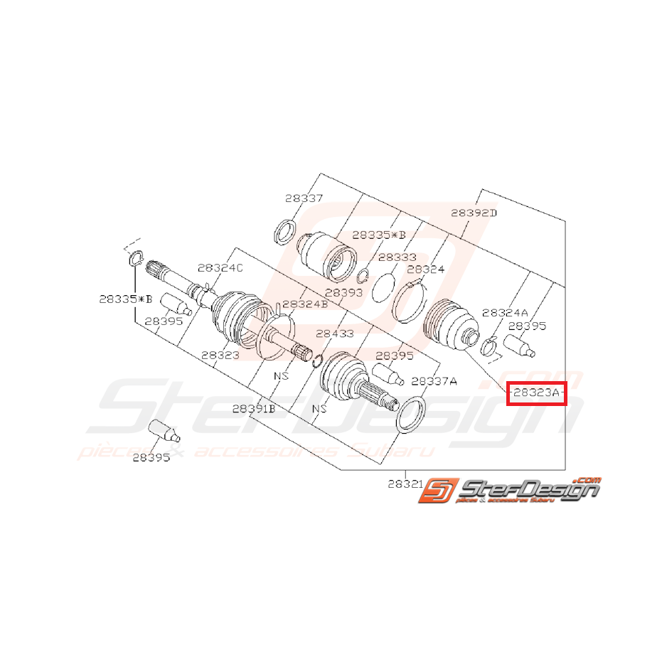 Soufflet de cardan avant côté boite GT 97-00 arrière côté pont GT 93-00 WRX 01-03