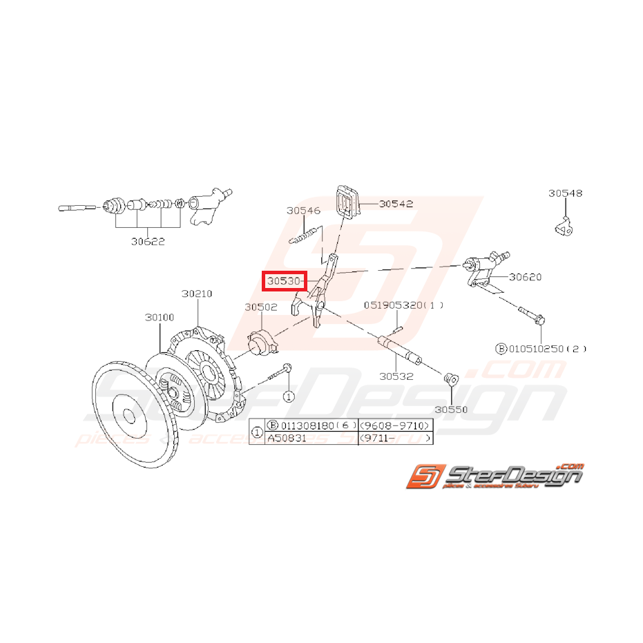 Fourchette d'embrayage SUBARU GT 99-00 WRX 01-05