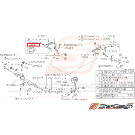 Joint pompe direction assistée SUBARU GT 97-00 WRX/STI 01-14
