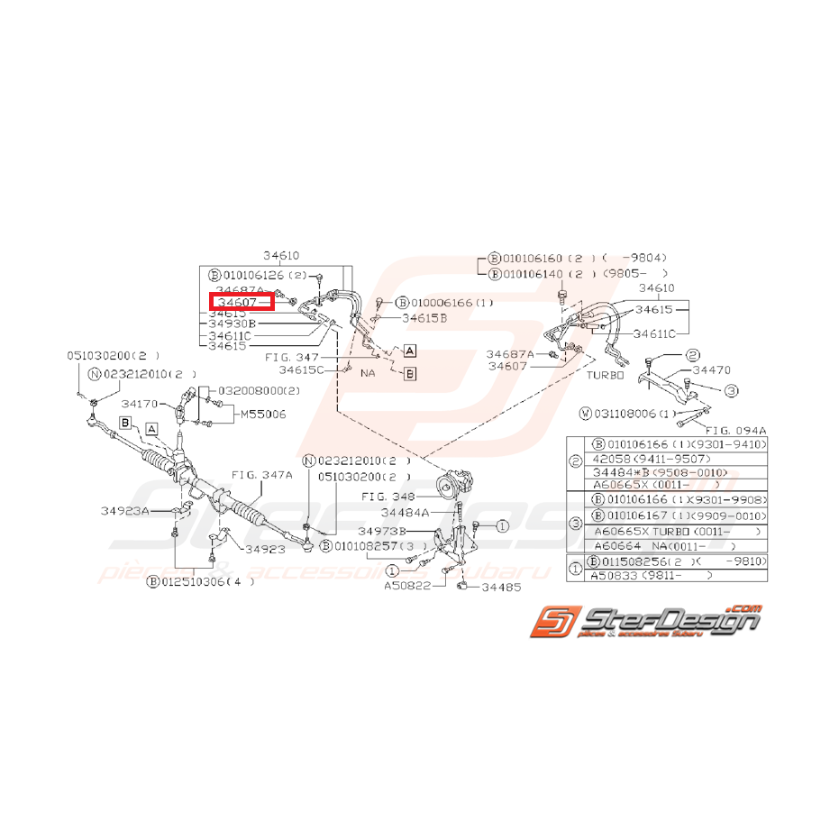 Joint pompe direction assistée SUBARU GT 97-00 WRX/STI 01-14