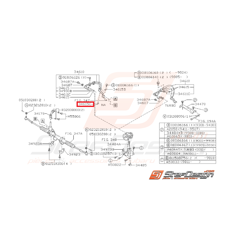 Patte de fixation inférieur de direction assistée SUBARU WRX/STI 01-07