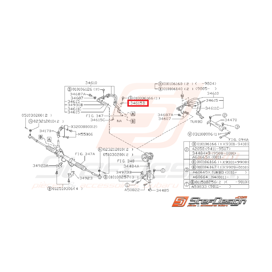 Patte de fixation supérieur de direction assistée SUBARU WRX/STI 01-07