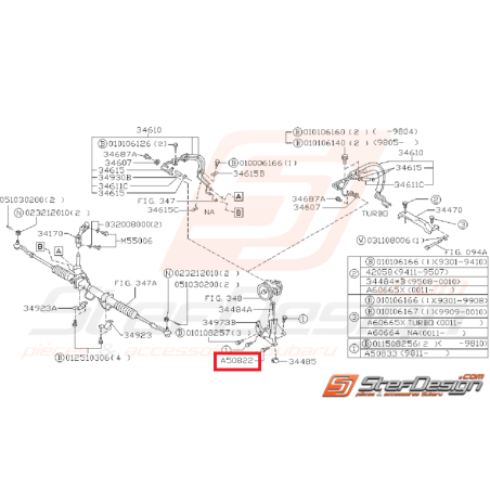 Vis de support de pompe de direction assistée SUBARU GT 94-00 WRX/STI 01-07