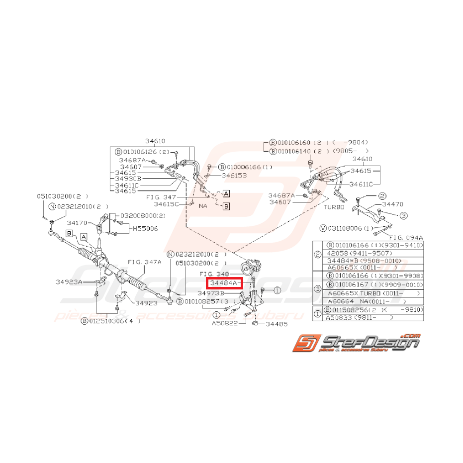 Vis de fixation d'alternateur  GT 95-00 WRX/STI 01-14