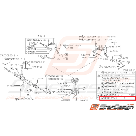 Vis de fixation de support de pompe de direction assistée SUBARU WRX/STI 01-07