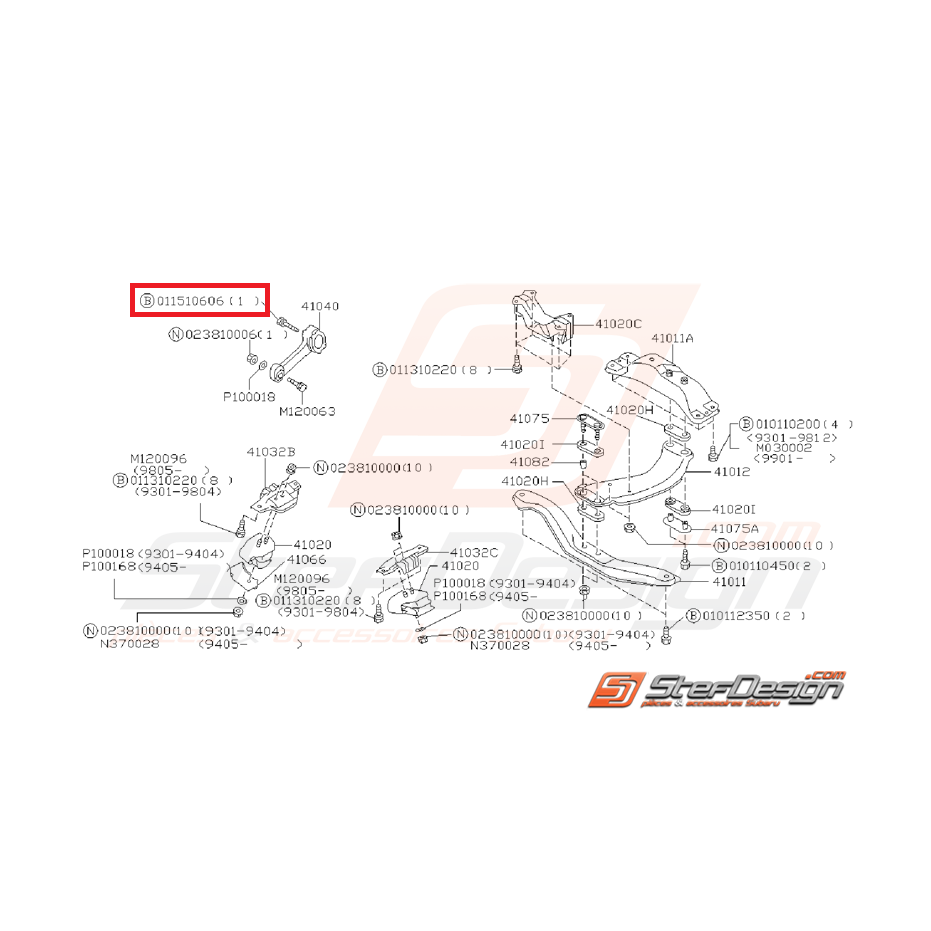 Vis de fixation d'os de boite SUBARU GT 99-00 Vis de fixation d'os de boite SUBARU GT 99-00