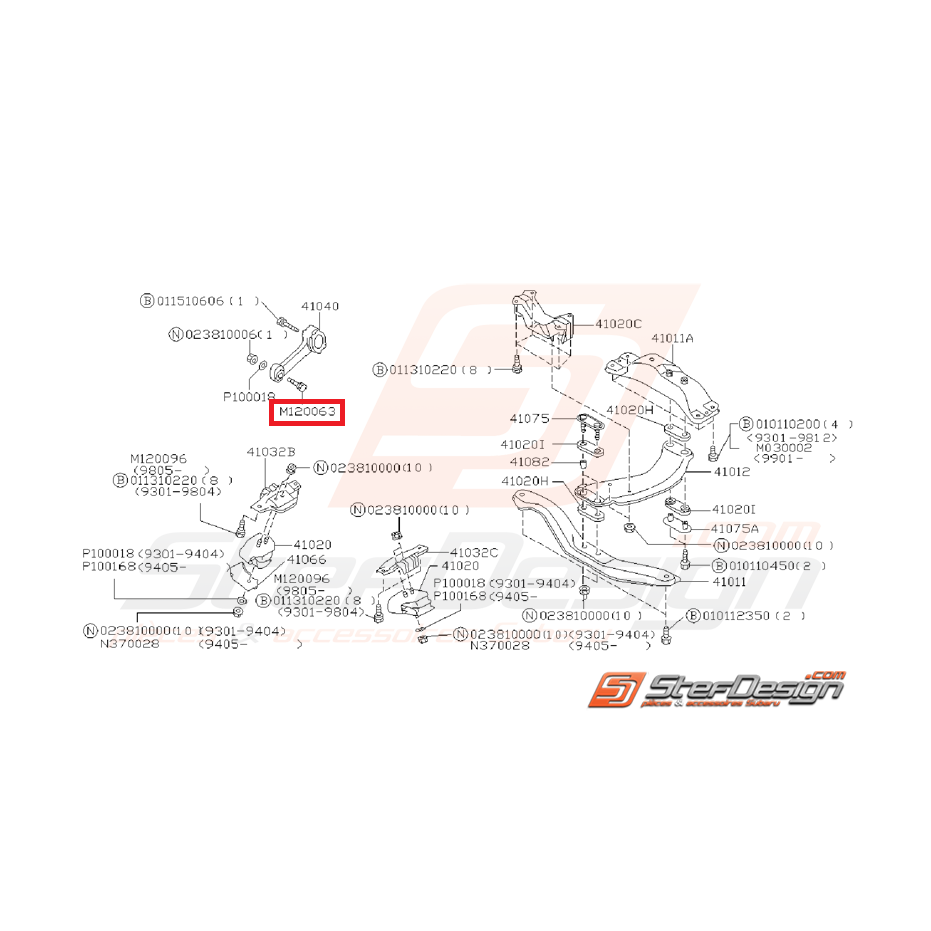Vis de fixation d'os de boite SUBARU WRX/STI 01-07