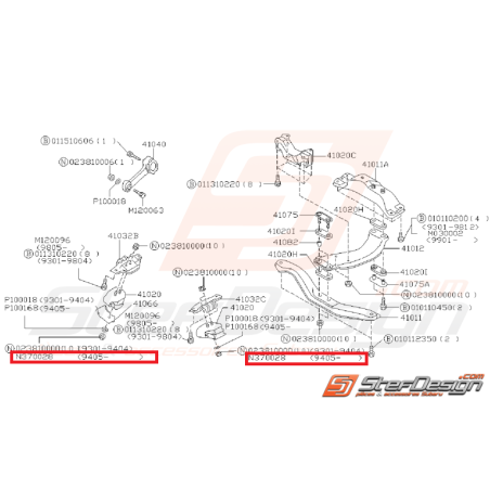 Ecrou support moteur inférieur GT 93-00 WRX/STI 01-14