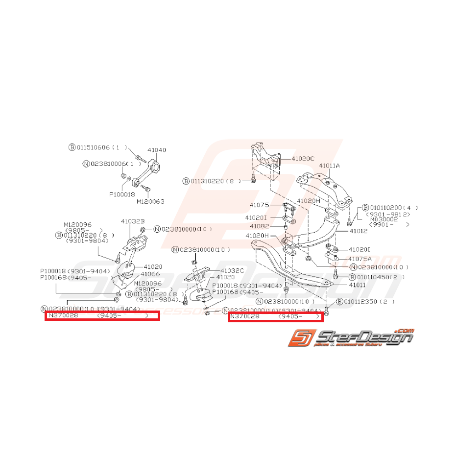 Ecrou support moteur inférieur GT 93-00 WRX/STI 01-14