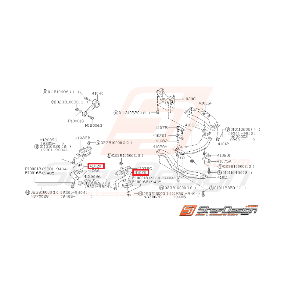 Support moteur pour SUBARU FORESTER 1997