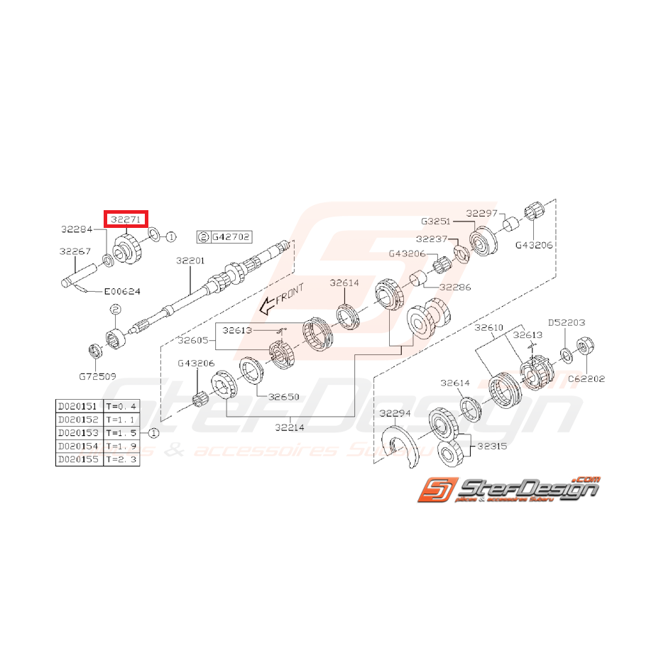 Pignon Intermédiaire Marche Arrière Subaru WRX 01/10/01 - 2006