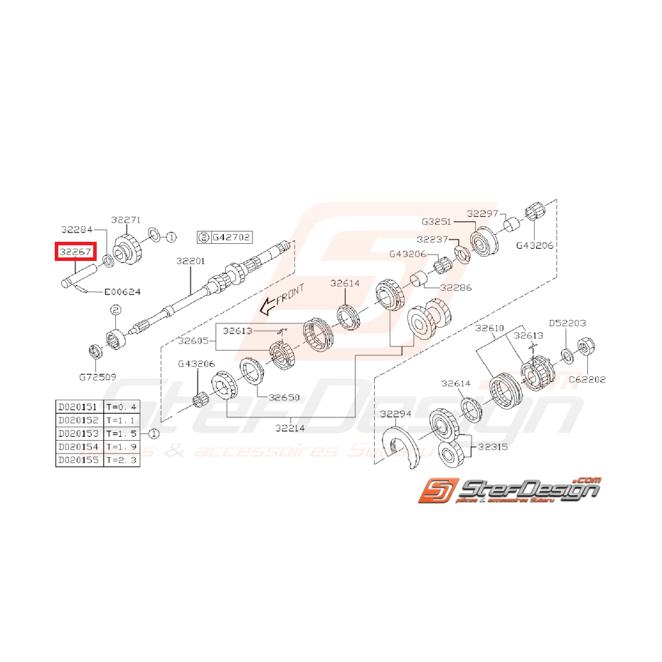Axe de Poulie Intermédiaire Arbre Primaire Origine Subaru GT 1993 - 2000