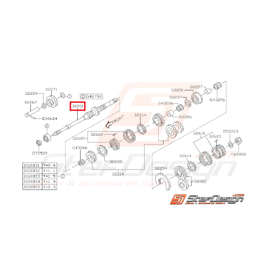Arbre Primaire Boîte 5 Origine Subaru WRX 01 - 30/09/2001