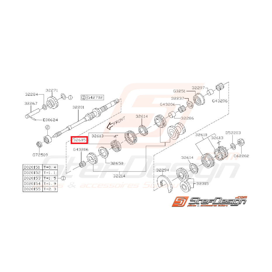 Ensemble Manchon et Moyeu Origine Subaru GT 1999 - 2000
