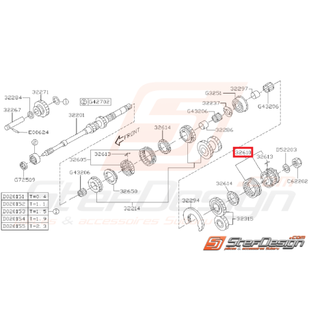 Ensemble baladeur/synchro 5ème GT 99-00 WRX 01-02