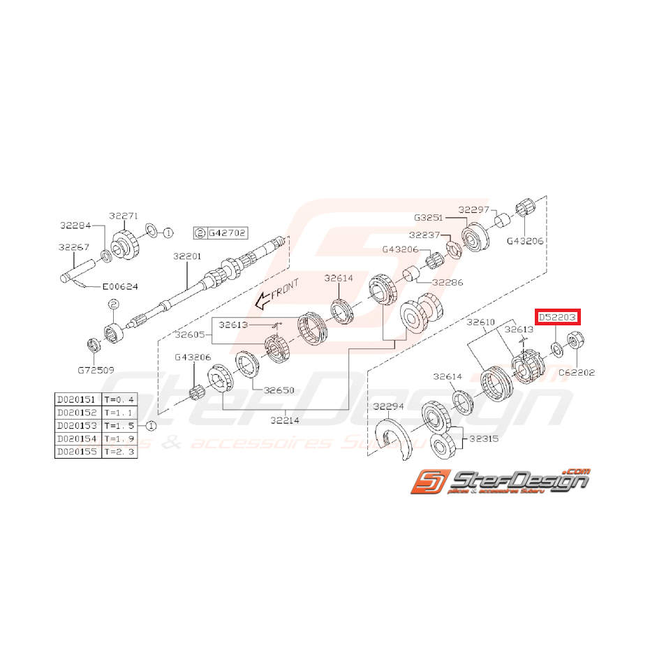 Rondelle de blocage arbre primaire FORESTER 2002