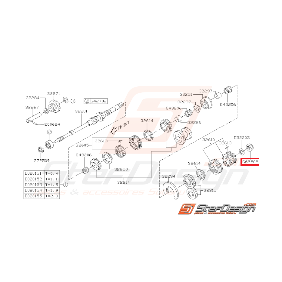 Ecrou de blocage arbre primaire GT 93-00 WRX 01-10