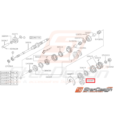 Jeu de pignons de 5ème Boite 5 vitesses Subaru GT 99-00 WRX 01-05