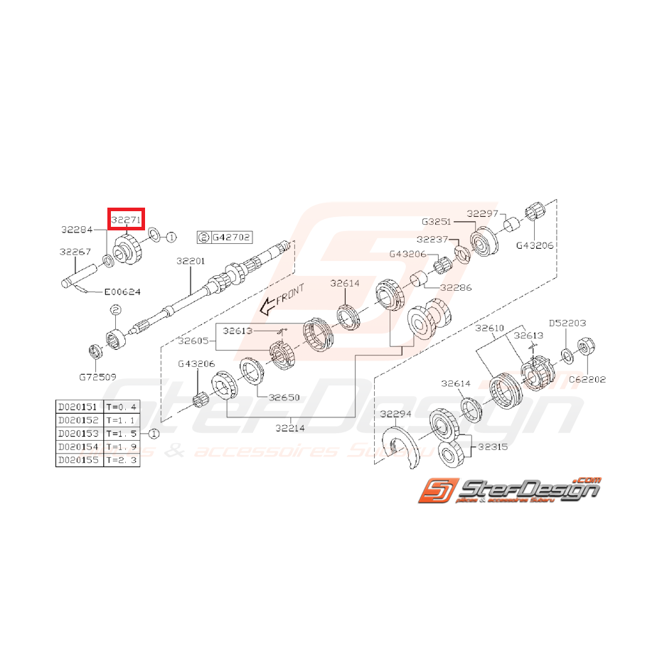 Pignon Intermédiaire de Marche Arrière Origine Subaru GT 1999 - 2000