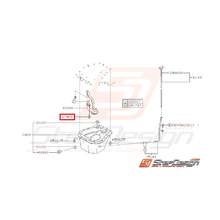 Vis de guide de courroie centrale GT 97-00 WRX/STI 01-07