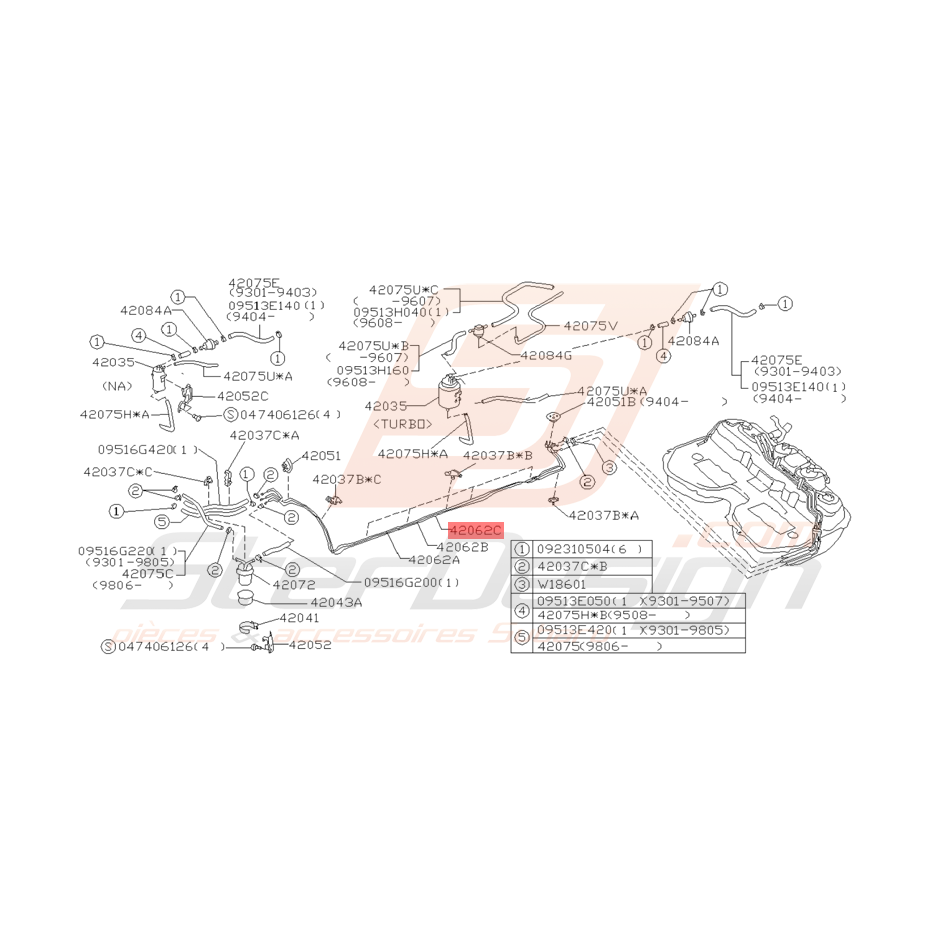 Tuyau Evaporateur Origine Subaru Impreza GT 1998